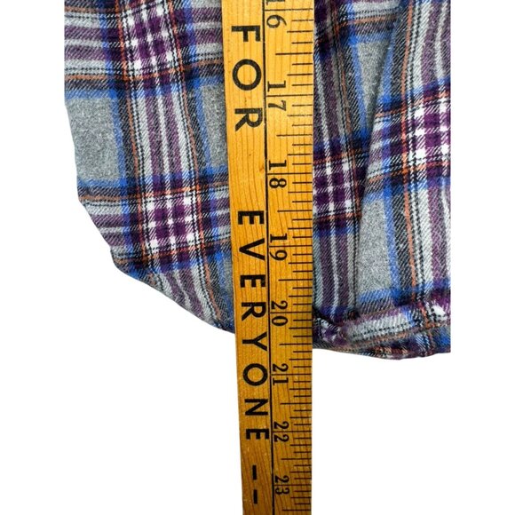 Boden Kids Plaid Flannel Button-Up Shirt 7-8Y Multicolor Gray Purple - Picture 5 of 10